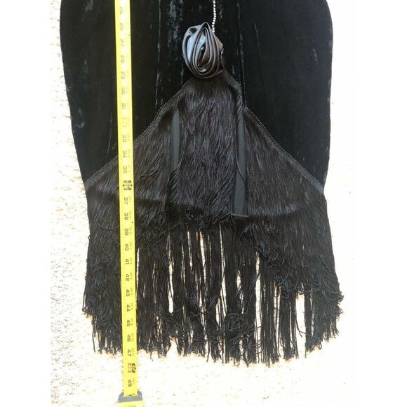 Betsy & Adam Women’s Black Velvet Tassel Trim Long Sleeve vintage retro vibe Dre - Picture 6 of 7